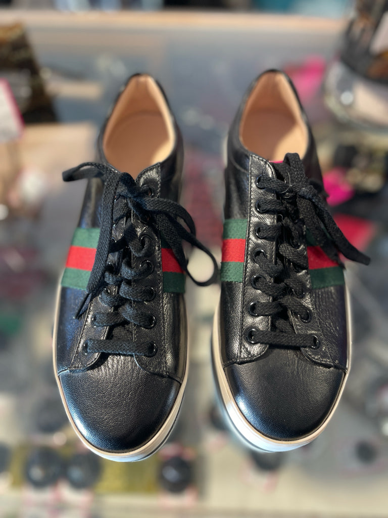 Fashion gucci white platform sneakers