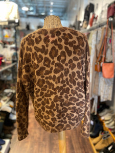 La Maille Sezane Brown Mohair Leopard Sweater, Size S