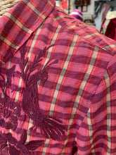 Load image into Gallery viewer, Johnny Was Red Cotton Plaid button down longsleeve Top, Size S
