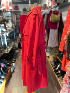 Burberrys Red Cotton Blend Trench buckle detail Coat