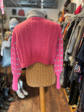 Load image into Gallery viewer, Love Shack Fancy pink/gray acrylic/wool Cropped Sweater
