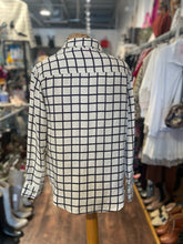 Load image into Gallery viewer, Isabel Marant Etoile white &amp; blue Silk Grid Print Longsleeve Top, Size 42
