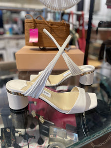 Jimmy Choo Ivory Leather Sandal, Size 38