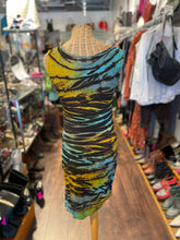 Load image into Gallery viewer, Heyne Bogut Turquoise &amp; yellow Rayon Tye Dye Sleeveless Dress, Size 3=L
