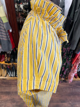 Load image into Gallery viewer, A Shirt Thing Yellow Cotton striped Ruffle Top, Size S
