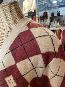 Acne Studios beige & brown Wool Blend Argyle Cardigan