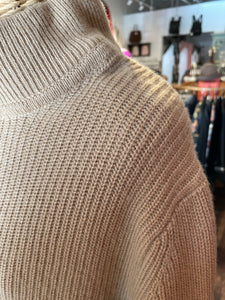 kayne Tan wool cashmere blend half zip Ribbed Sweater, Size L