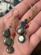 Load image into Gallery viewer, Artisan Gold Filled Coin pearl Earrings
