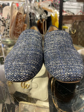 Load image into Gallery viewer, Jimmy Choo Blue &amp; White Tweed Leather Lined Flat Shoe, Size 38
