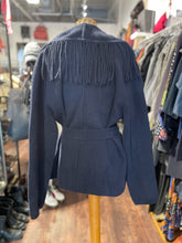 Load image into Gallery viewer, NVLT Blue Blend fringe sweater Belted Jacket
