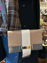 Load image into Gallery viewer, Prada white, beige, grey silver hardware rectangle crossbody Purse
