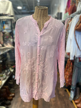 Load image into Gallery viewer, Johnny Was Pink Rayon Flowers embroidered long sleeve Top, Size L
