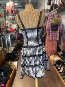 Betsey Johnson Black & White Cotton Checkered Dress, Size 4