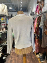 Load image into Gallery viewer, Anine Bing White &amp; Tan Rayon Ribbed striped Button Up Cardigan
