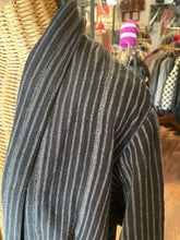 Load image into Gallery viewer, Osei Duro Black &amp; Grey Cotton striped open style Coat/Duster, Size S
