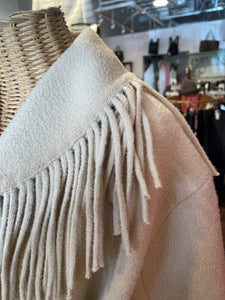 NVLT Beige Blend knit fringe detail Coat, Size XS