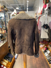 Load image into Gallery viewer, Armand Ventillo Brown Leather embroidery Sherpa Gently Worn Coat, Size 38
