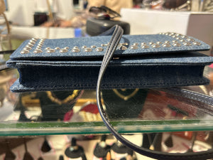 Coach Blue Denim Studded Crossbody/AdjustablePurse, ASIS-faint spot