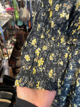 Load image into Gallery viewer, DOEN black &amp; yellow organic cotton blend Floral Longsleeve NWT Dress, Size L
