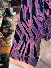 Load image into Gallery viewer, Johnny Was Navy &amp; purple silk &amp; rayon velvet swirls mesh Layering Top, Size S
