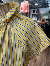 Load image into Gallery viewer, A Shirt Thing Yellow Cotton striped Ruffle Top, Size S
