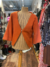 Load image into Gallery viewer, Erica Tanov Orange Virgin Wool raw edges button close Blazer, Size 3=L
