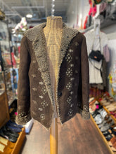 Load image into Gallery viewer, Armand Ventillo Brown Leather embroidery Sherpa Gently Worn Coat, Size 38
