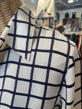 Load image into Gallery viewer, Isabel Marant Etoile white &amp; blue Silk Grid Print Longsleeve Top, Size 42
