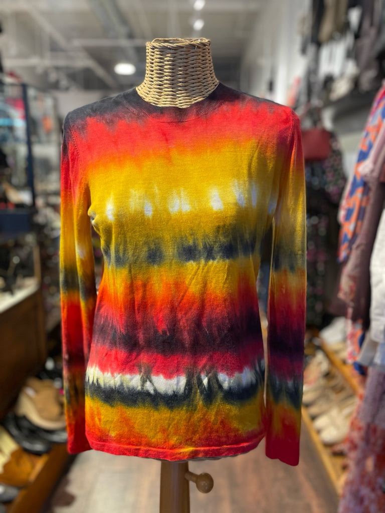 GABRIELA HEARST rainbow Cashmere Tie Dye Longsleeve Sweater, Size S/M