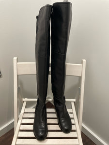 Stuart Weitzman Black Leather Over The Knee Boot, Size 7.5