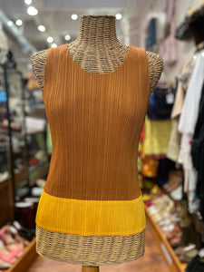 Pleats Please Issey Miyake Amber Pleats Trim Design Sleeveless Top, Size 3=L