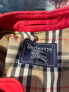 Burberrys Red Cotton Blend Trench buckle detail Coat