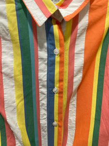 Eleanor Leftwich multi color Cotton Stripe Button up Top, Size S