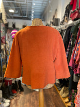 Load image into Gallery viewer, Erica Tanov Orange Virgin Wool raw edges button close Blazer, Size 3=L
