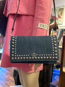 Coach Blue Denim Studded Crossbody/AdjustablePurse, ASIS-faint spot