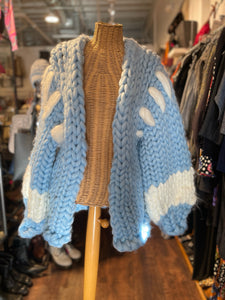 Hope Macaulay Light Blue Corriedale Wool knit Cardigan