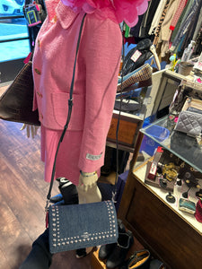 Coach Blue Denim Studded Crossbody/AdjustablePurse, ASIS-faint spot