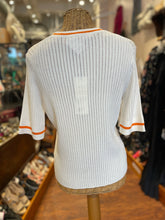 Load image into Gallery viewer, Veronica Beard BEIGE &amp; ORANGE Knit Trim Design NWT! Top, Size L

