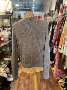 AKRIS Taupe Cashmere & Silk Plaid cardigan Sweater