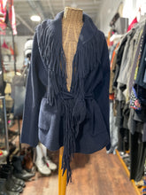 Load image into Gallery viewer, NVLT Blue Blend fringe sweater Belted Jacket
