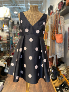 Kate Spade Black Polyester Polka Dot Sleeveless v neck Dress