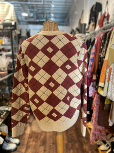 Acne Studios beige & brown Wool Blend Argyle Cardigan