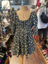 Load image into Gallery viewer, DOEN black &amp; yellow organic cotton blend Floral Longsleeve NWT Dress, Size L
