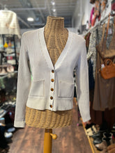 Load image into Gallery viewer, Anine Bing White &amp; Tan Rayon Ribbed striped Button Up Cardigan
