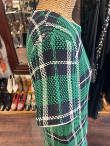 sea NY navy & green Woven Plaid layer look Dress