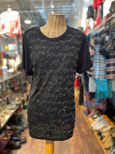 Lanvin Black & silver Viscose Words I love you beaded Top