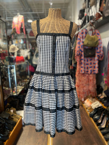 Betsey Johnson Black & White Cotton Checkered Dress, Size 4