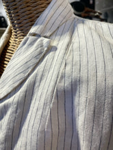 Load image into Gallery viewer, Hannoh Wessel White/Blue Linen/Cotton Pinstripe Blazer, Size 38
