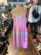 Load image into Gallery viewer, CP Shades pink, blue, brown Linen Squares Spaghetti strap Dress, Size L
