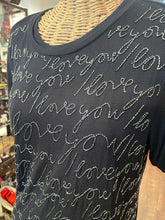 Load image into Gallery viewer, Lanvin Black &amp; silver Viscose Words I love you beaded Top
